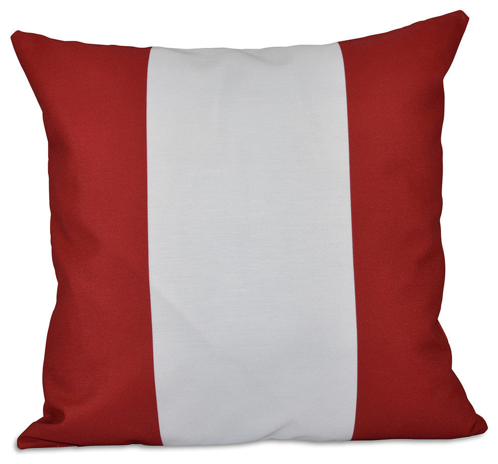 Big Stripe, Vertical Decorative Pillow, Red, 20"x20"