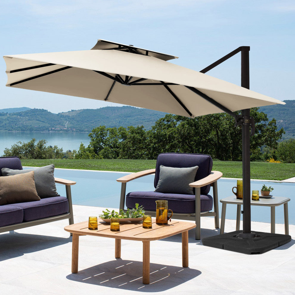 JEAREY 4-Pieces Cantilever Umbrella Base Stand, Black