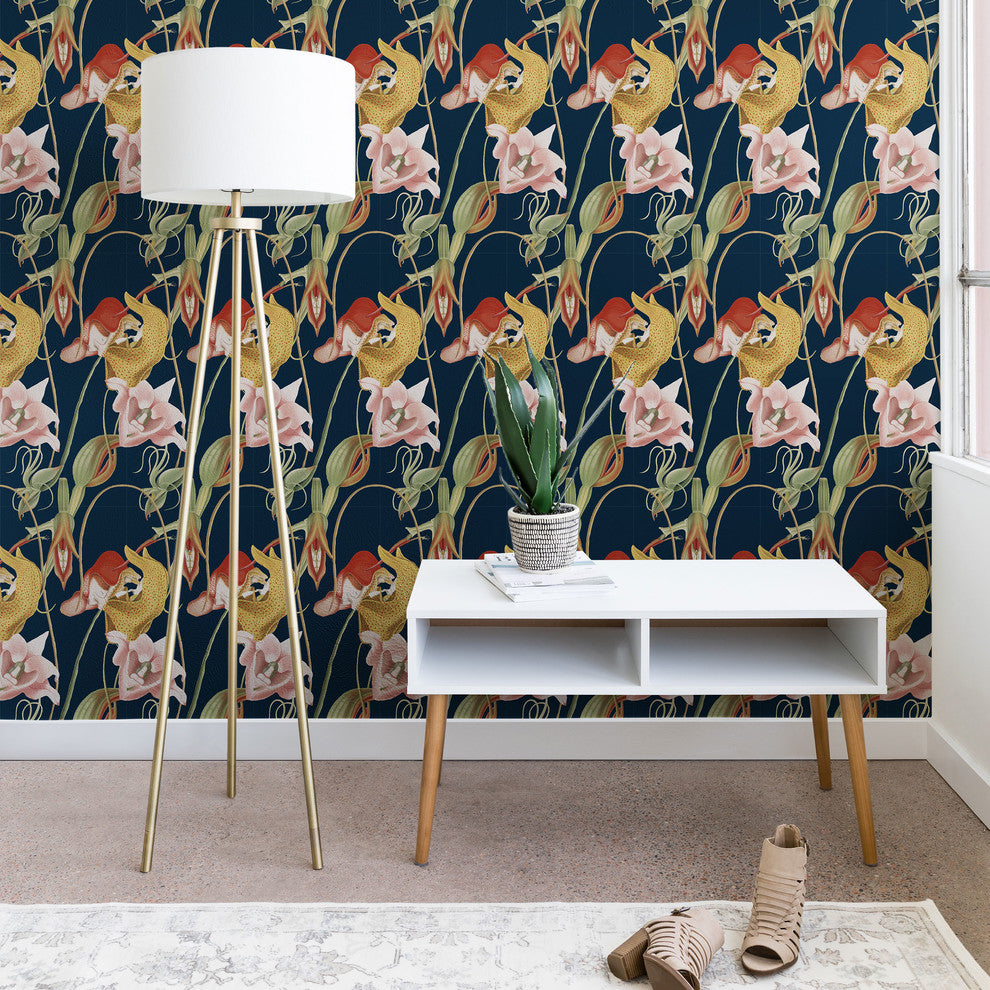 Deny Designs CayenaBlanca Orchid Dance Wallpaper, Blue, 2'x4'