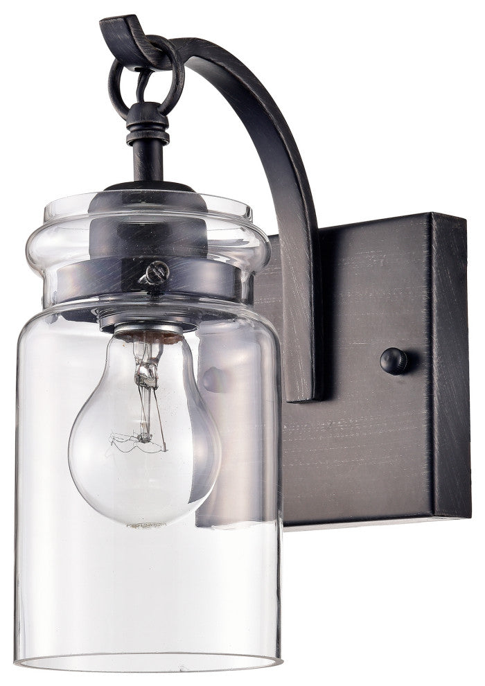 Daisy Glass Shade 1-Light Wall Sconce, Single Light Antique Black