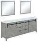Marsyas 80" Ash Gray Double Vanity Ash Gray Quartz Top Sinks, 30" Wall Mirrors