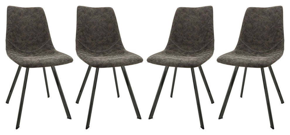 Leisuremod Markley Modern Leather Dining Chair With Metal Legs Set of 4