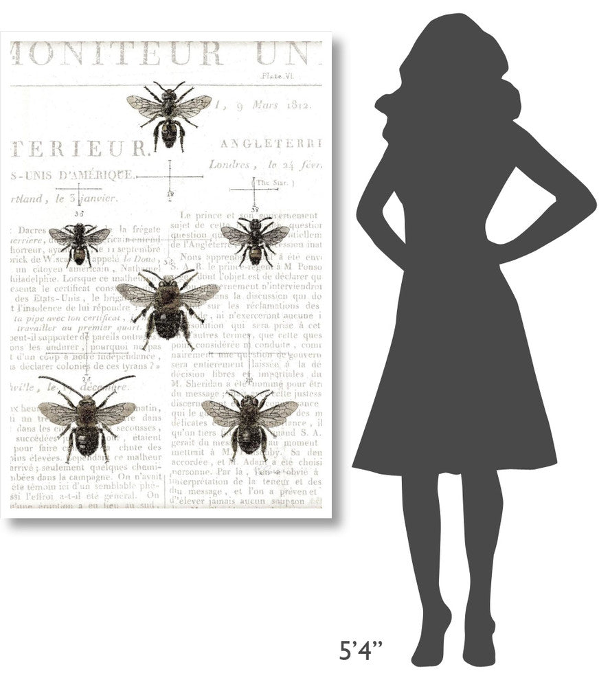 "Bee Botanical Gray" Digital Paper Print by Sue Schlabach, 34"x50"