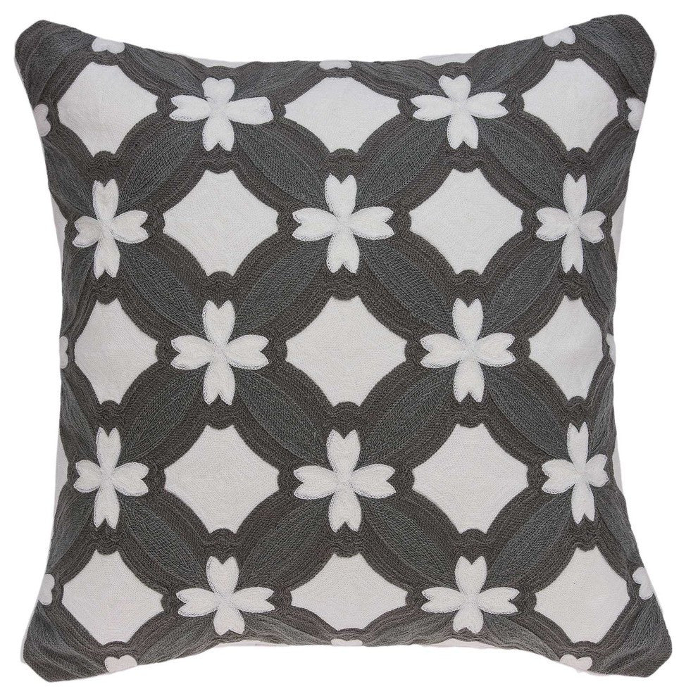 20" X 7" X 20" Transitional Gray And White Pillow Cover With Poly Insert