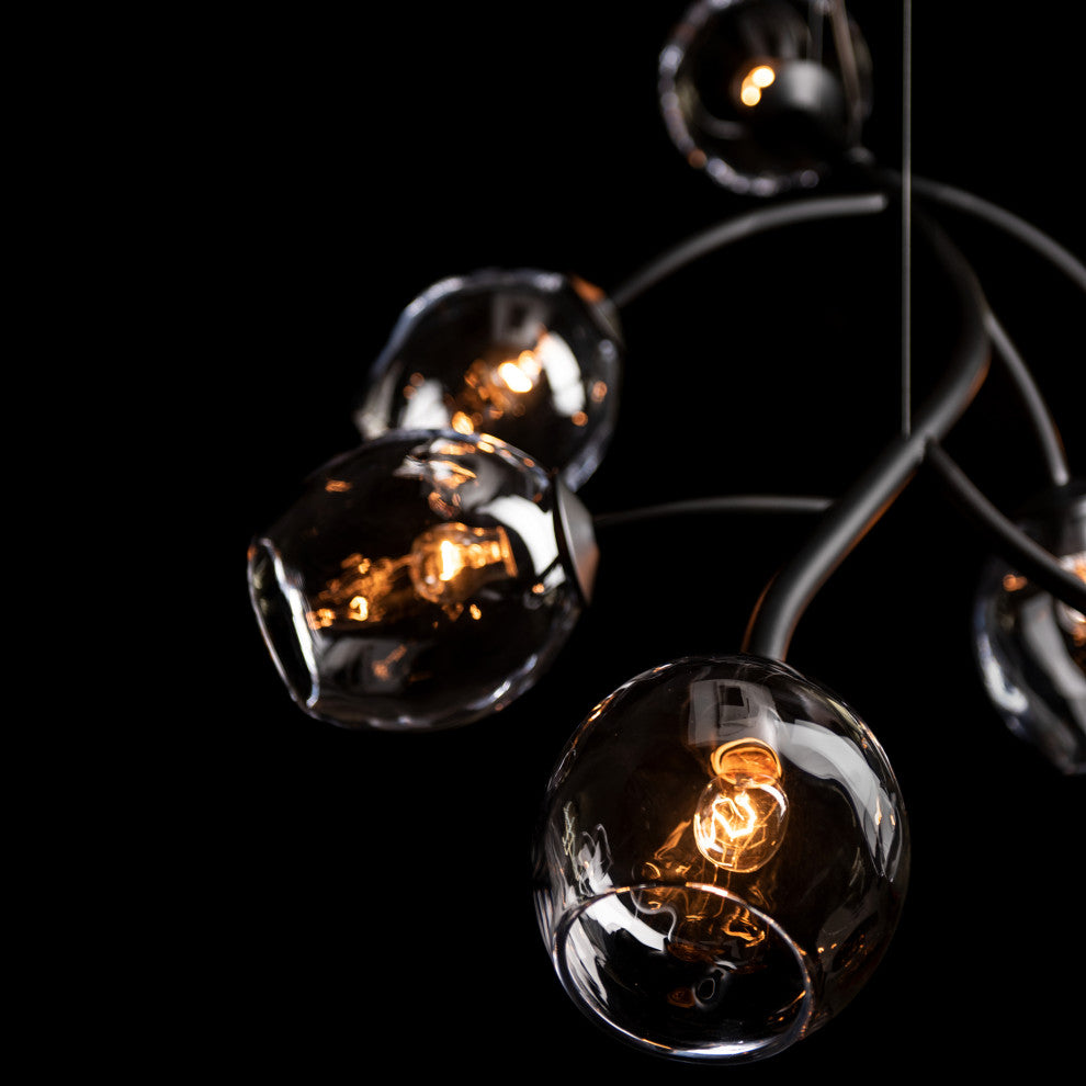 Vine Pendant, Black Finish, Clear Simon Pearce Glass, Standard Overall Height
