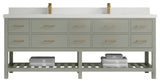 Parker 84" Double Sink Bath Vanity in Evergreen  2" White Quartz