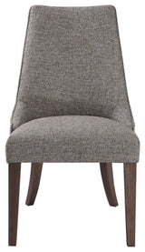 Casual Gray Brown Curved Accent Chair | Dark Exposed Wood Dining Earth Tone