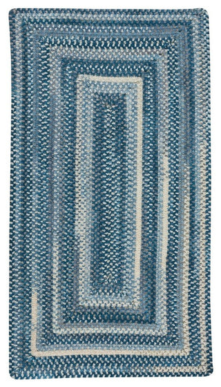 Alliance Concentric Rectangle Braided Rug, Denim, 27"x48"
