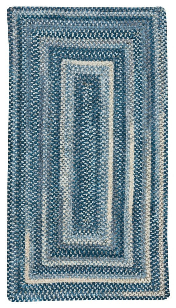 Alliance Concentric Rectangle Braided Rug, Denim, 27"x48"