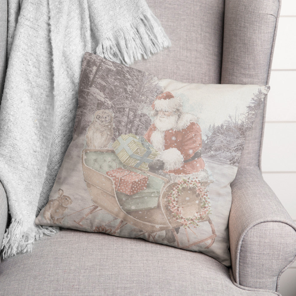 Snowy Sleigh 18x18 Indoor/Outdoor Pillow