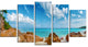 "Rocky Seychelles Island Panorama" Oversized Beach Wall Art, 5 Panels, 60"x32"