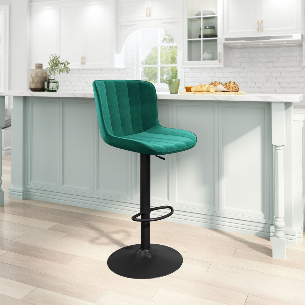 Bar Stool Chair Barstool, Steel Metal, Fabric, Green, Black, Cafe Bistro