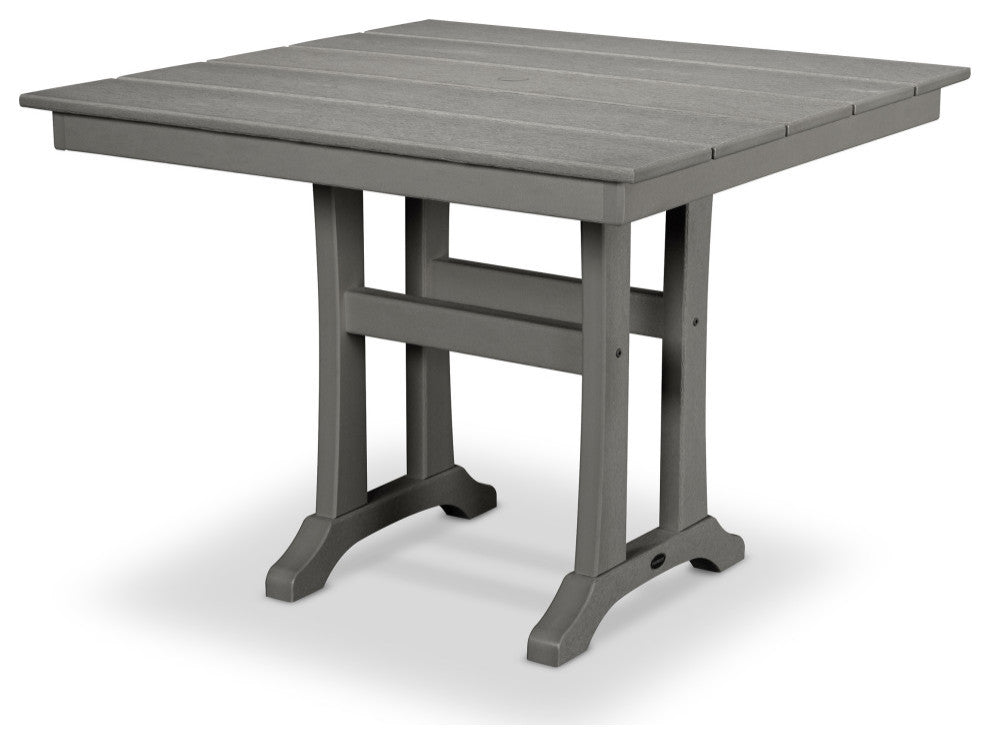 POLYWOOD Farmhouse 37" Dining Table, Slate Gray