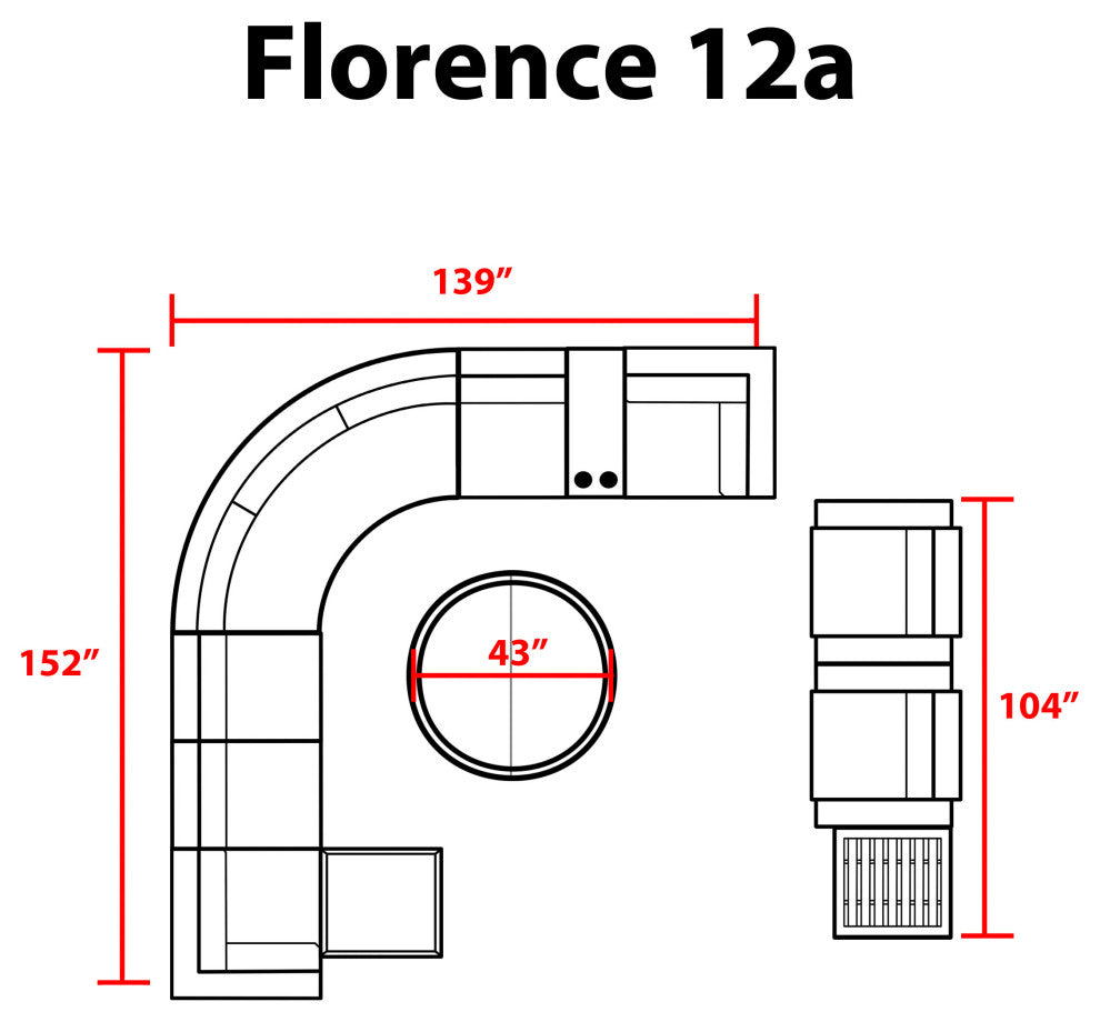 Florence 12 Piece Outdoor Wicker Patio Furniture Set 12a