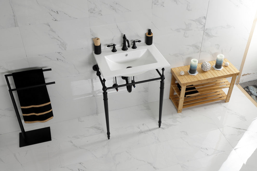 Fauceture KVPB24187W8MB 24" Console Sink, Legs, 8", 3 Hole