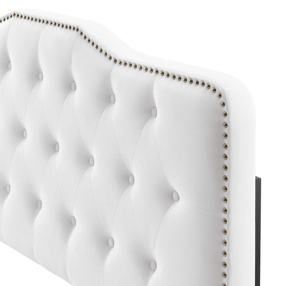 Tufted Headboard, Full Queen Size, Velvet, White, Modern Contemporary, Bedroom