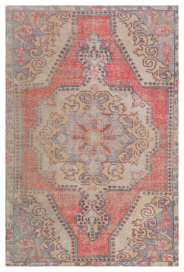 Surya Unique UNQ-2315 5'x7'6" Rug, Coral/Light Gray/Wheat/Ivory/Bright Yellow