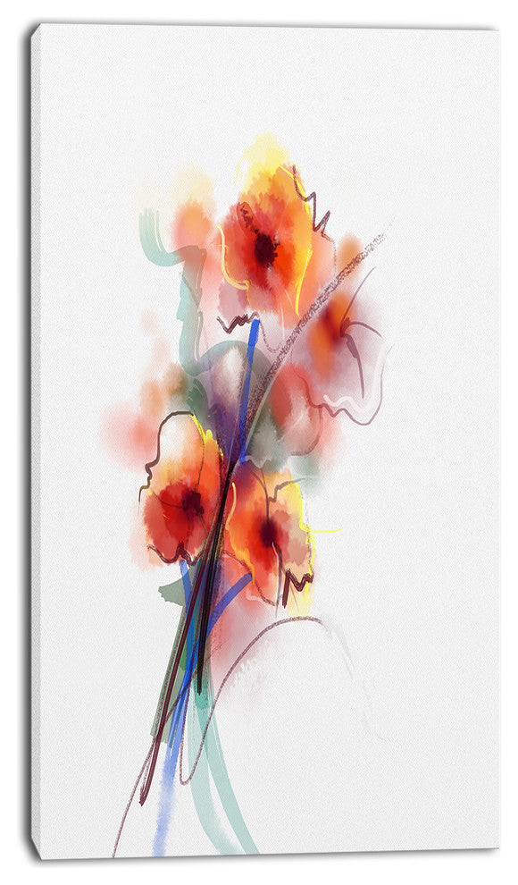 Soft Color Flowers on White Background, Large Floral Canvas Art Print, 28"x60"