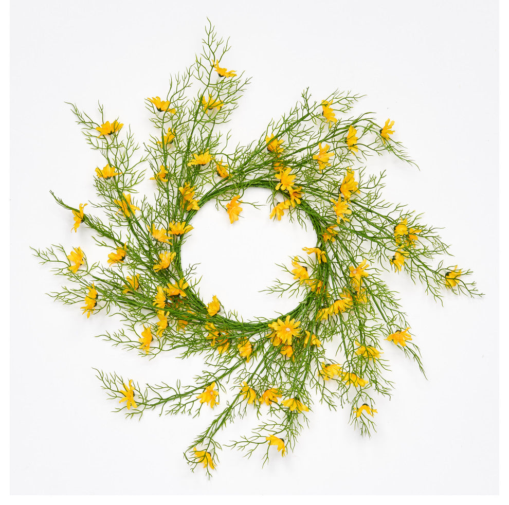 15" Spring Yellow Flower Candle Ring