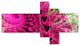 Pink Spiral Kaleidoscope, Abstract Wall Art Canvas, 60"x32", 5 panels