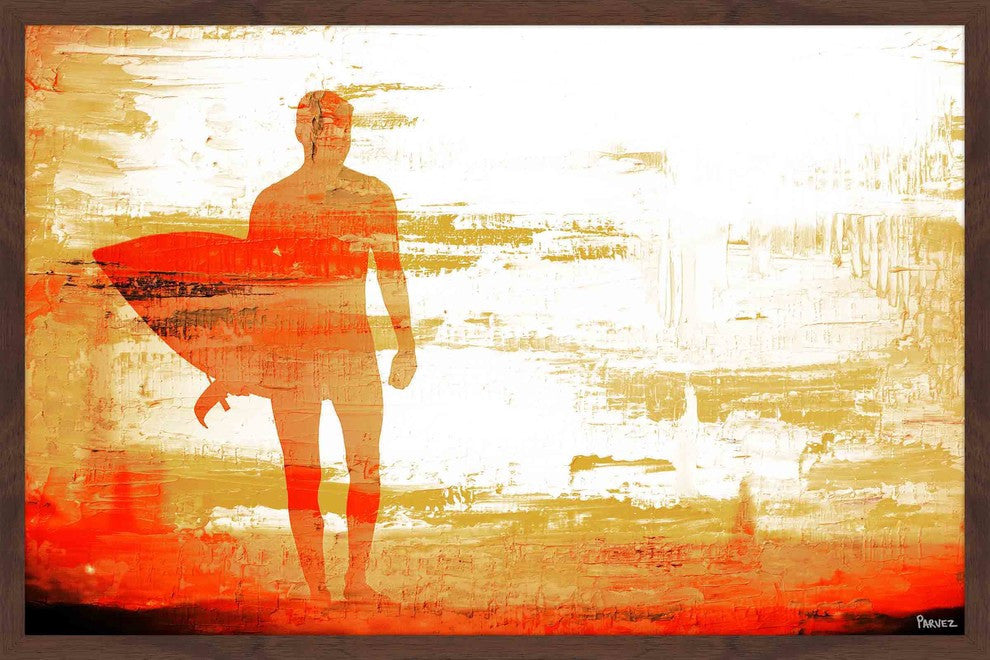 Parvez Taj "Dusk Red Surf" Framed Painting Print, 30"x20"