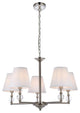 Beau 5-Light Pendant, Satin Nickel With White Fabric Shade