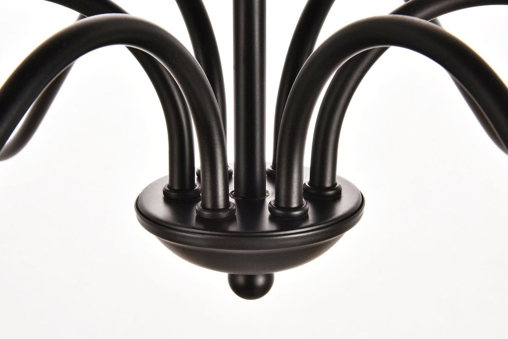Rohan Collection Chandelier, 36" x 19", 6-Light, Matte Black Finish