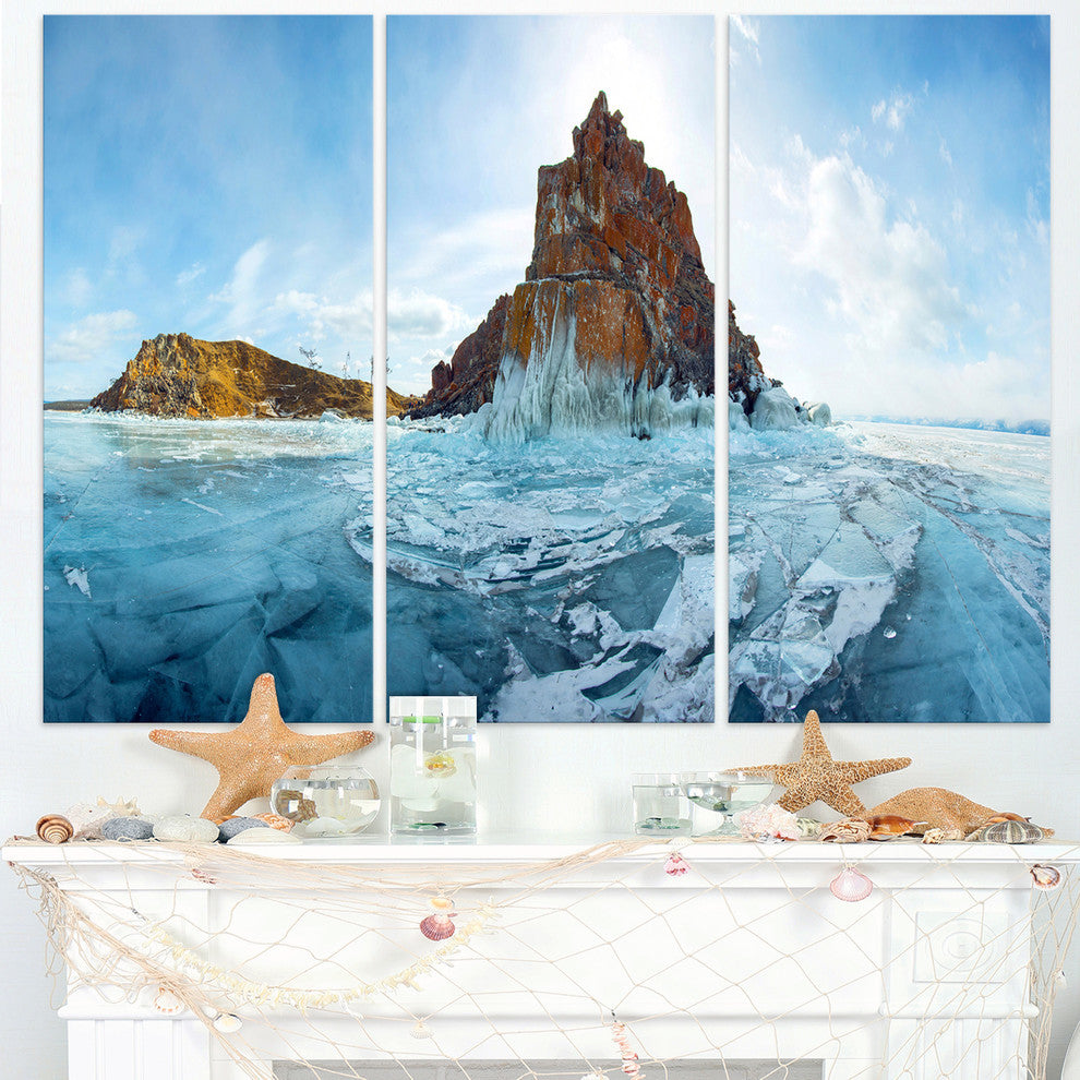 "Ice and Rocks of Lake Baikal" Metal Wall Art, 3 Panels, 36"x28"