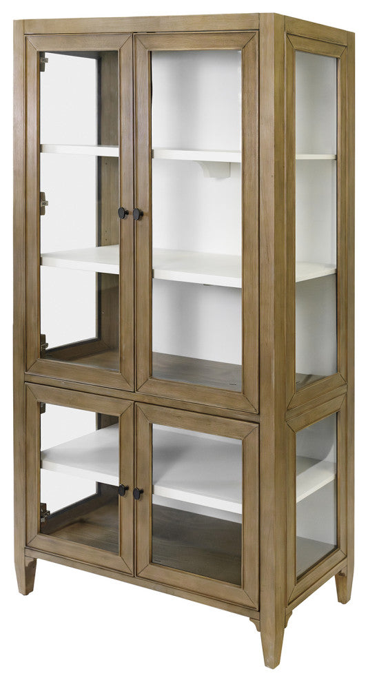 Modern Wood Dining Display Cabinet, Kitchen Storage, Bookcase, Brown