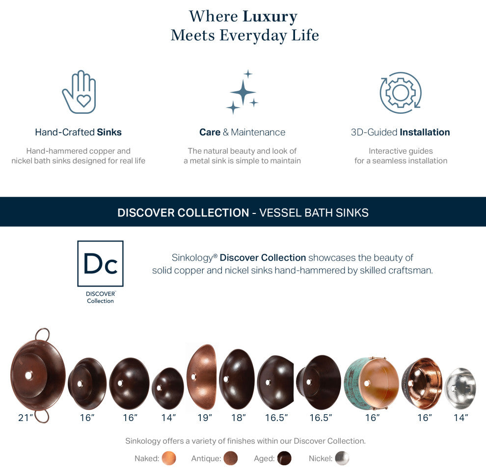 Hubble 16" Vessel Bathroom Sink in Copper