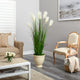 64" Wheat Plume Grass Artificial Plant, Urn Planter
