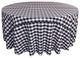 LA Linen Round Gingham Checkered Tablecloth, White and Navy, 120" Round