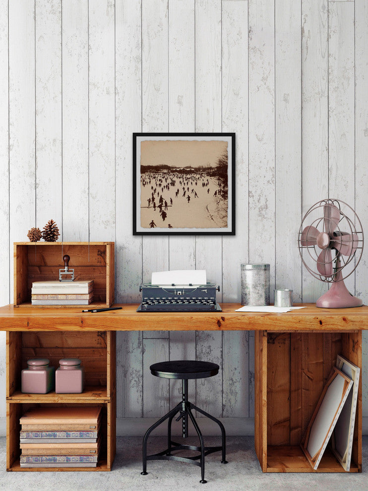 "A Thousand Skaters II" Framed Painting Print, 32"x32"