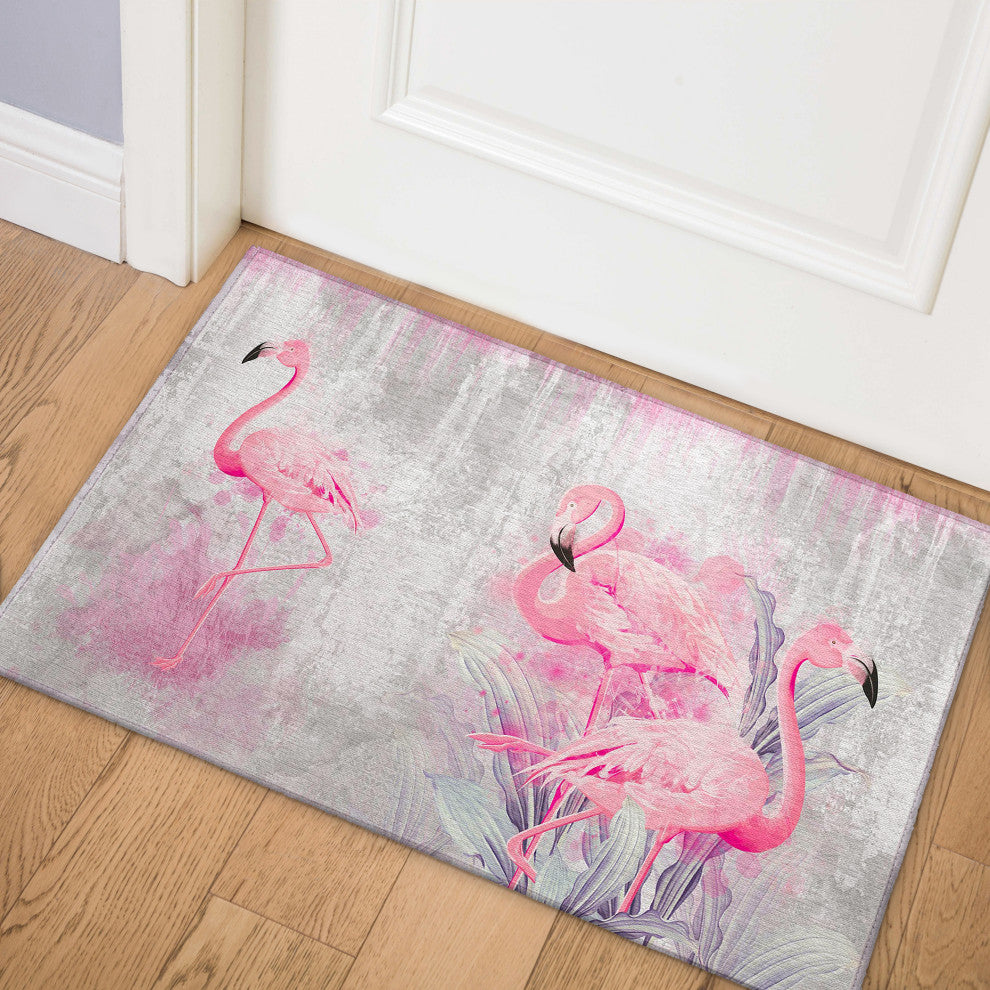 Indoor/Outdoor Tropics TC2 Silver Machine Washable 1'8" x 2'6" Rug