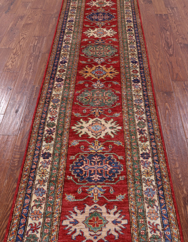 2' 8" X 9' 5" Super Kazak Hand Knotted Runner Rug - Q12970