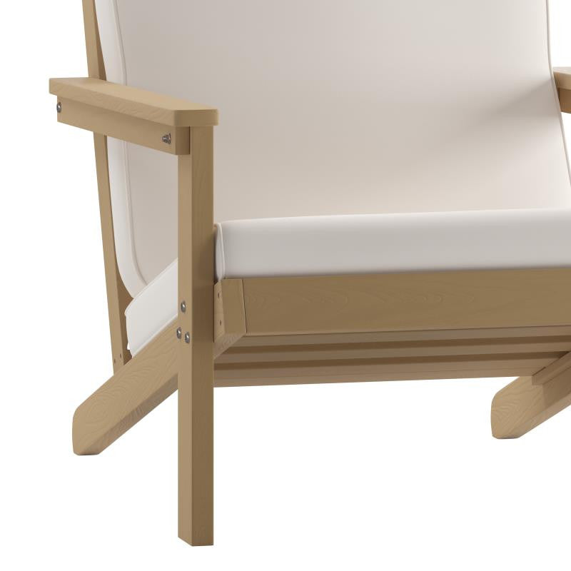 Charlestown All-Weather Poly Resin Wood Adirondack Club Chair with Cushions, Nat