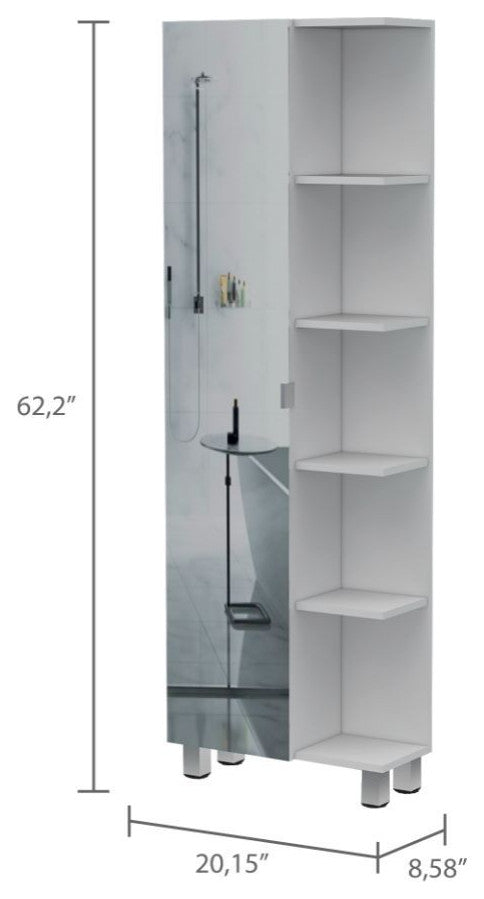 Venus Mirrored Linen Cabinet, White