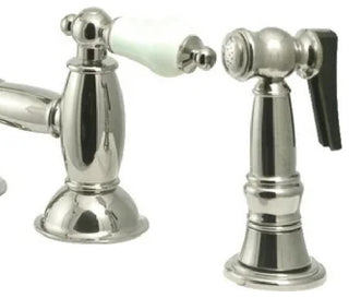 Vintage Bridge Kitchen Faucet with Brass Side Sprayer & Dual Handles, Nickel