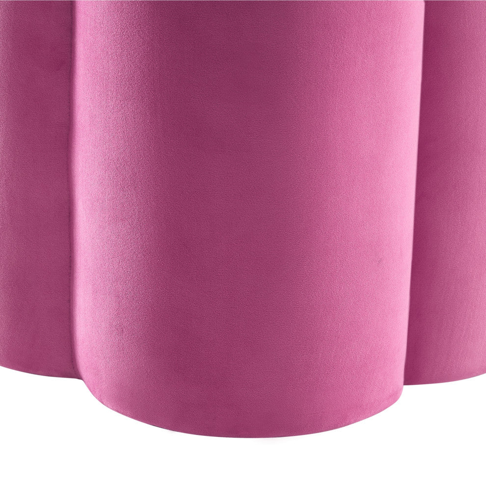 Rustic Manor Kayli Ottoman, Upholstered, Velvet, Fuchsia