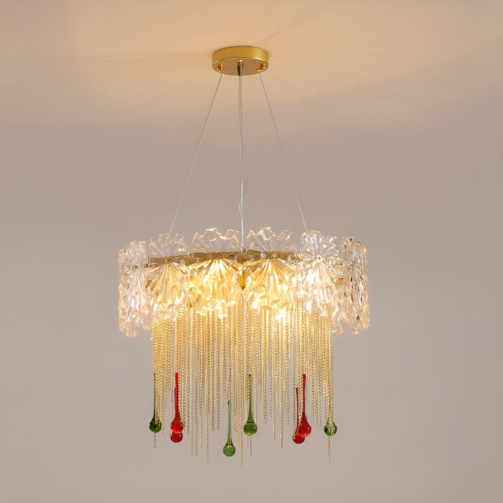 Delemont | Creative Drum Crystal LED Pendant Chandelier for Living Room, 6 Heads