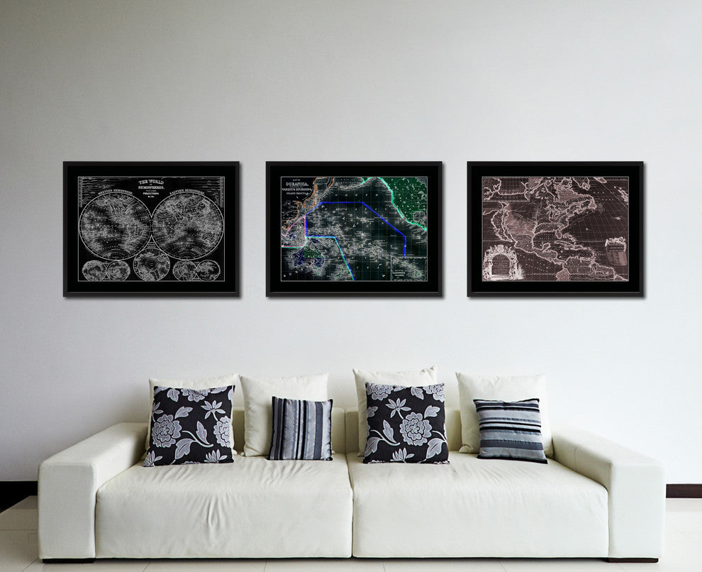 Oceania Vintage Vivid Color Map Canvas, 28"x37"