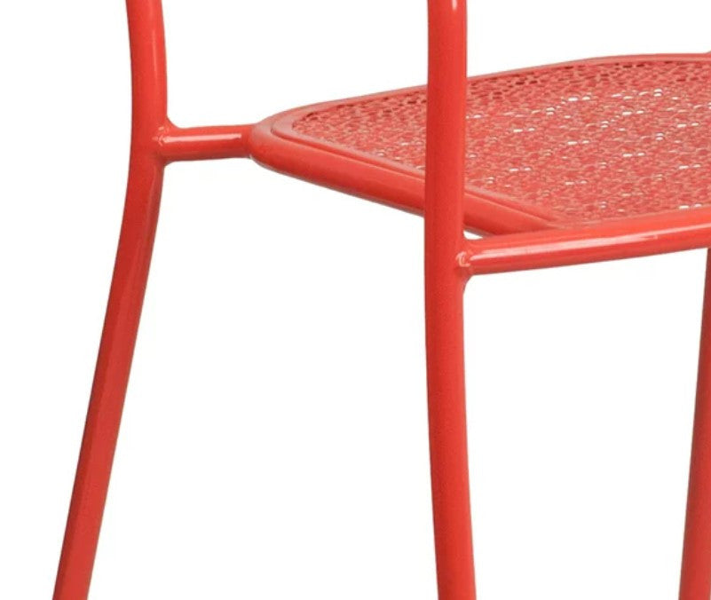 Set of 5 Indoor Outdoor Chair, Rain Flower Seat & Curved Backrest, Coral