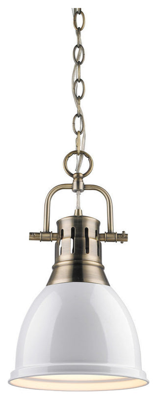 Duncan Mini Pendant, Aged Brass, White