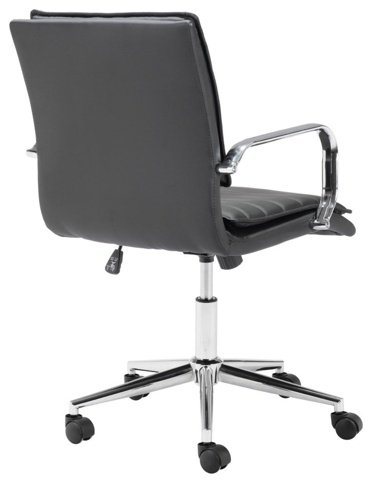 Computer Chair, Faux Vinyl Leather, Steel, Black, Chrome, Home Business Office