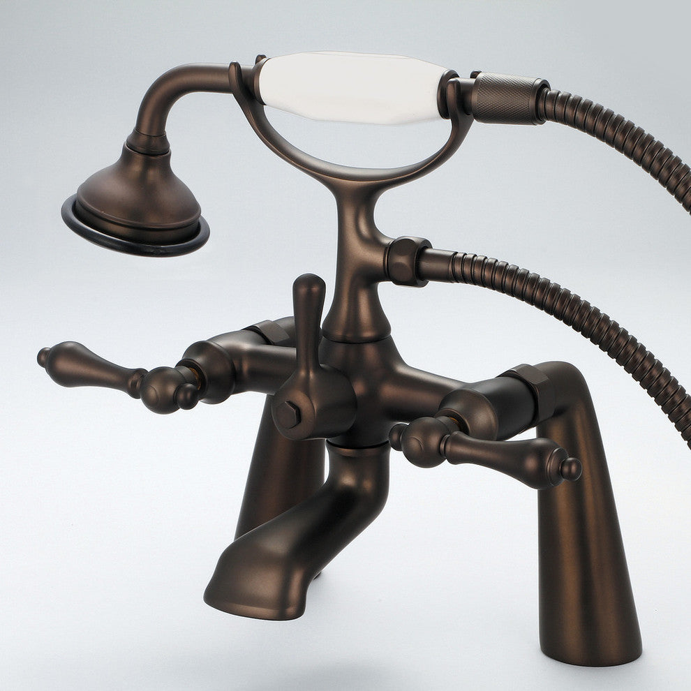 Vintage Classic Deck Mount Tub Faucet With Handshower, Oil Rubbed Bronze Finish
