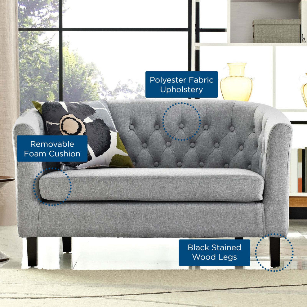Light Gray Prospect Upholstered Fabric Loveseat