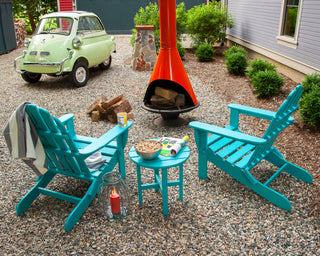 Polywood Classic Folding Adirondack 3-Piece Set, Tangerine