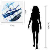 "Blue Stripes" Abstract Wall Art Frameless Free Floating Tempered Glass Panel