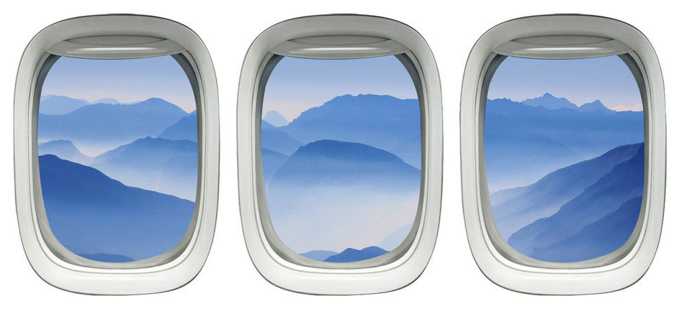 Airplane Window Wall Art Aviation Decor Porthole Decal Mountains