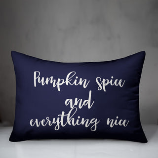 Pumpkin Spice and Everything Nice Lumbar Pillow, Navy, 14"x20"